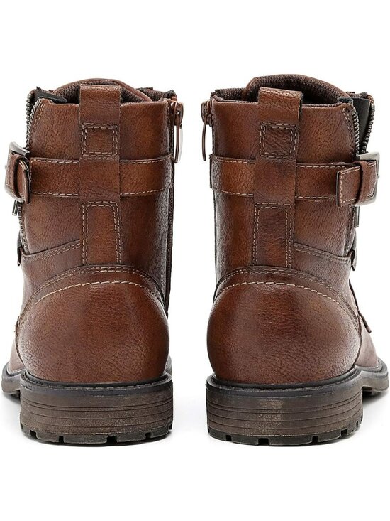 Men\'s Brown Oxford Boots Buckle Casual Men Boots Lace-Up Side Zipper main image 4